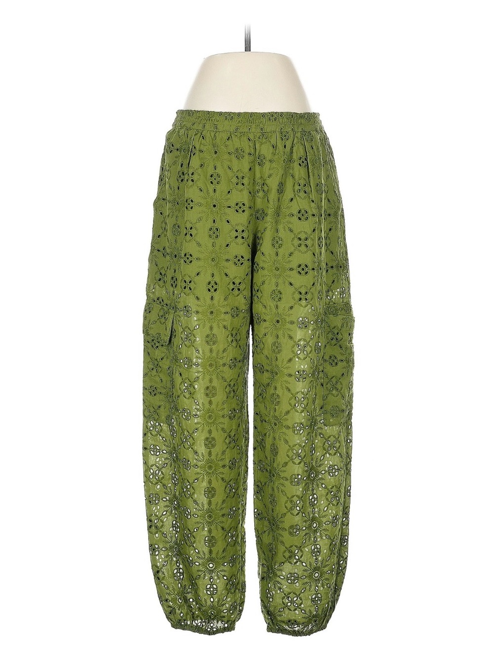 Anthropologie Olive Green Eyelet Cargo Pants